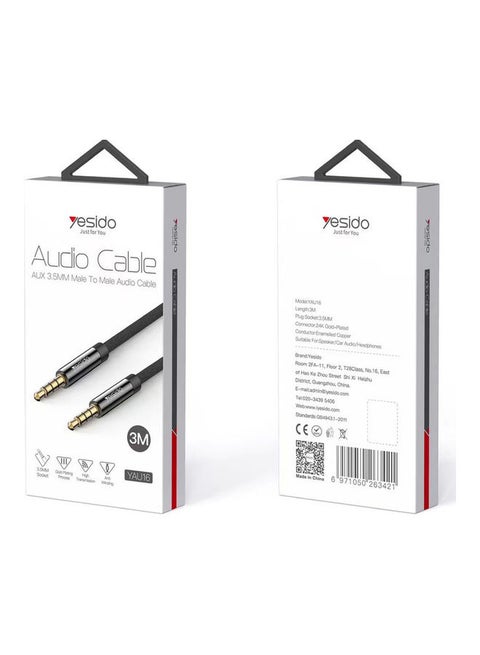 AUX 3.5MM Male To Male Audio Cable Black