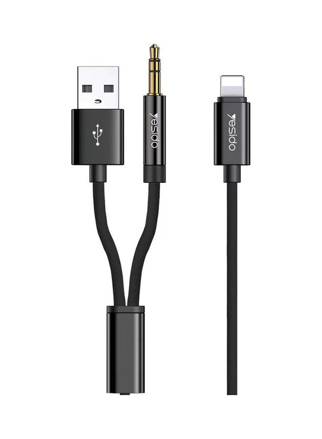 Yesido - AUX Adapter Lightning To 3.5MM Audio Cable Black - Image 1