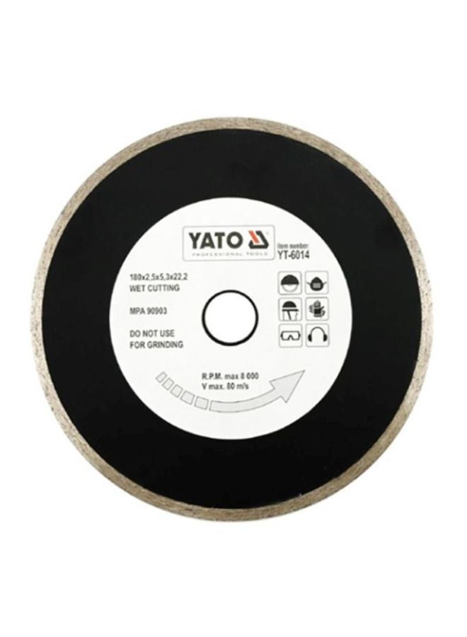 Yato Diamond Blade Continous Rim 180x2.5x22.2mm YT-6014 Black/Silver - Image 1