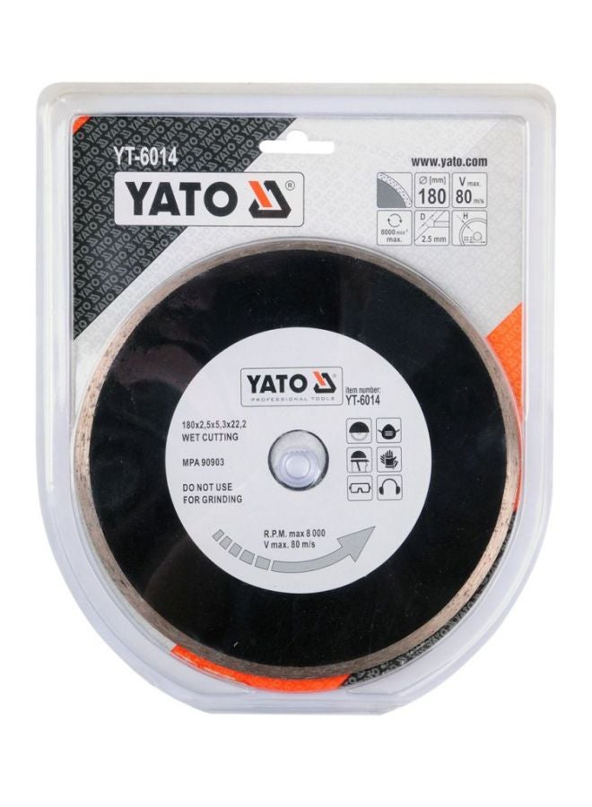 Yato Diamond Blade Continous Rim 180x2.5x22.2mm YT-6014 Black/Silver - Image 2