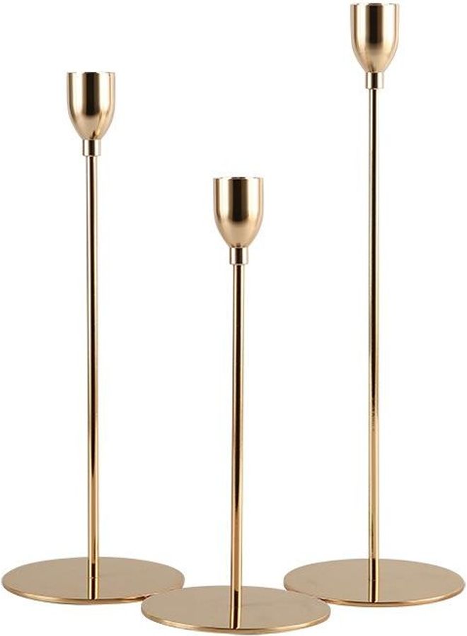 East Lady 3-Piece Candle Holder Stand Gold 25cm 
