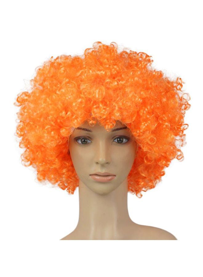 فوبيري شعر مستعار تنكري بتصميم شعر أفرو للمهرج مضحك للديسكو والحفلات برتقالي 25x16x5سم - Image 1