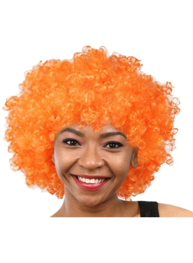 فوبيري شعر مستعار تنكري بتصميم شعر أفرو للمهرج مضحك للديسكو والحفلات برتقالي 25x16x5سم - Image 2