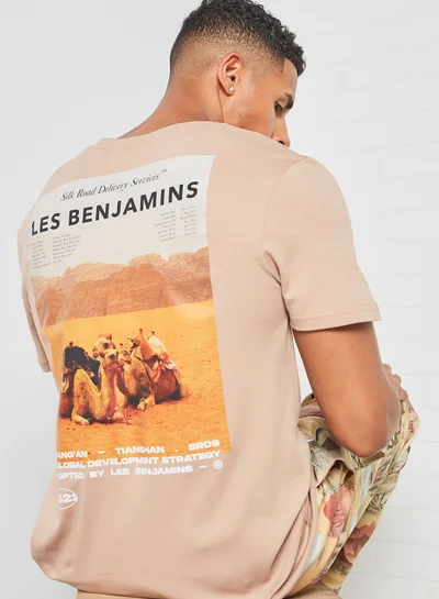 LES BENJAMINS Crew Neck T-Shirt Taupe