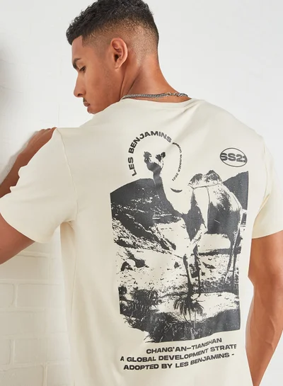 LES BENJAMINS Crew Neck T-Shirt Beige