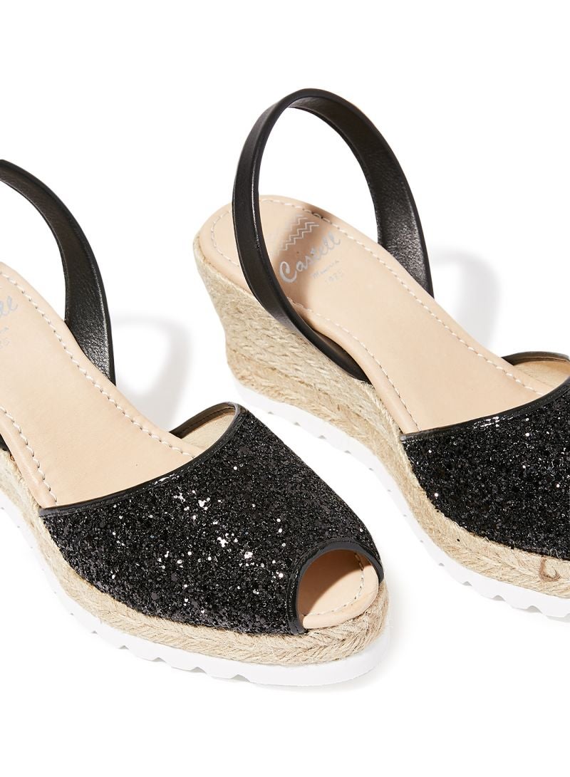 Castell Menorca - Frida Montada Glitter Sling Back Casual Sandals Black(N3Negre) - Image 1