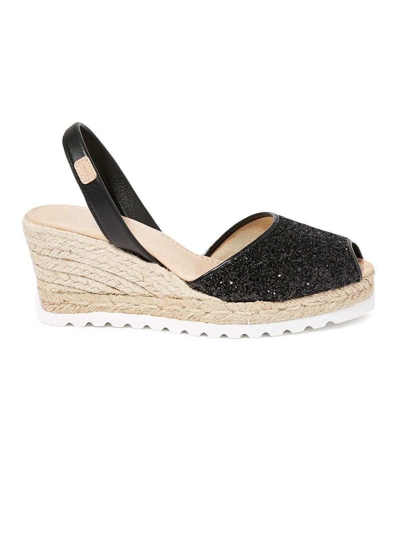 Castell Menorca - Frida Montada Glitter Sling Back Casual Sandals Black(N3Negre) - Image 1