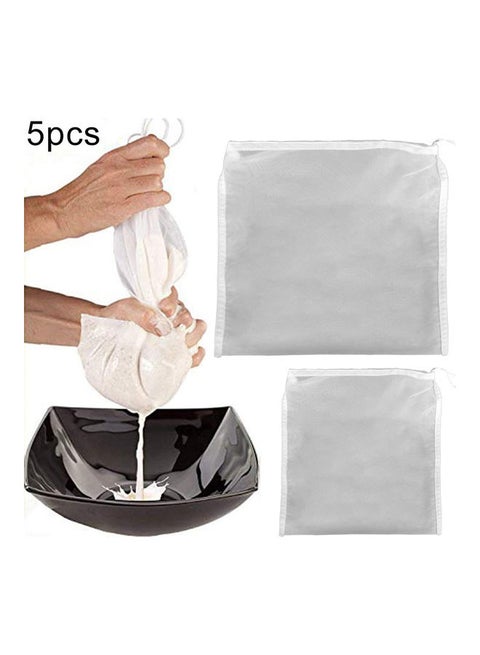 5-Piece Boiling Herb Strainer Filtering Net Pouch Multicolour 12x15x1cm