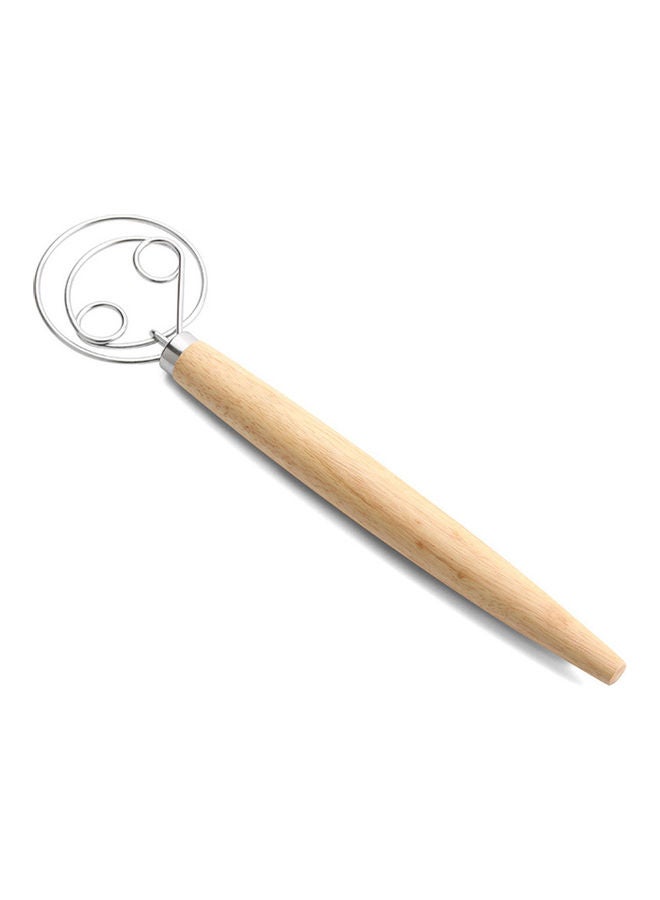 Stainless Steel Wood Handle Whisker Beige/Silver 33cm  - Image 2
