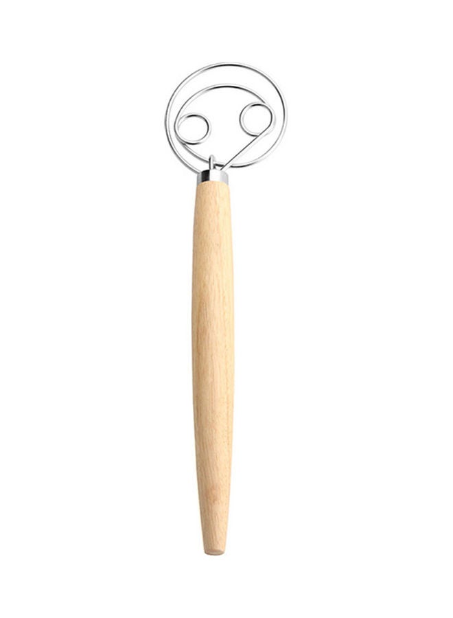 Stainless Steel Wood Handle Whisker Beige/Silver 33cm  - Image 3