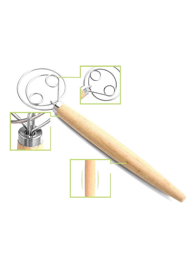 Stainless Steel Wood Handle Whisker Beige/Silver 33cm  - Image 4