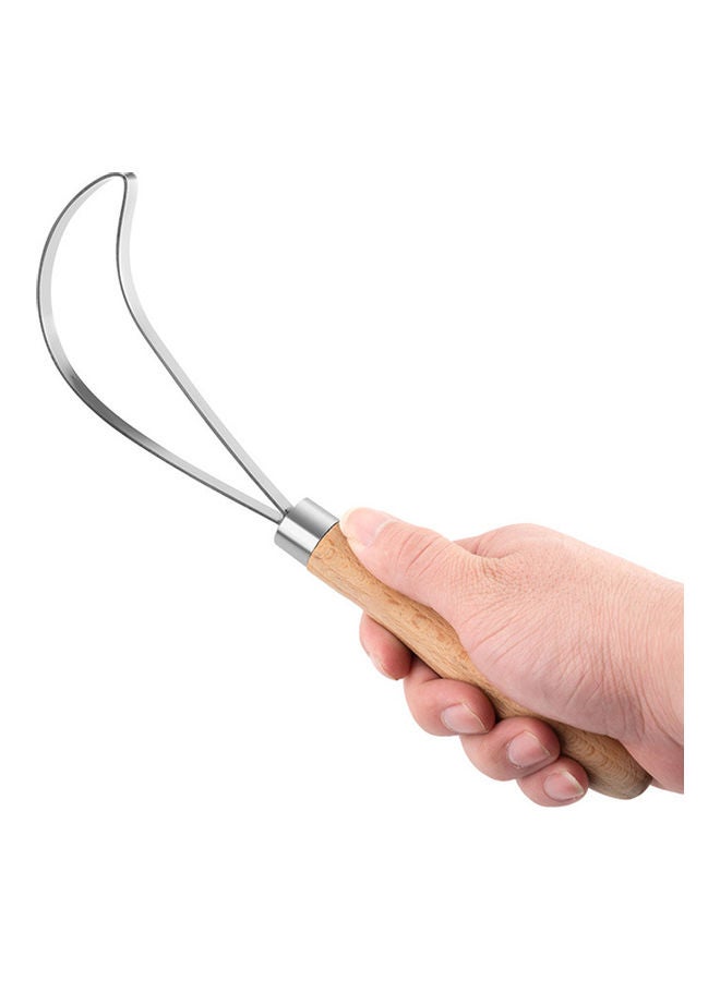 Non-Slip Wooden Handle Coconut Scraper Slicer Removal Tool Brown/Silver 26.05 x 6.05 x 2.4cm