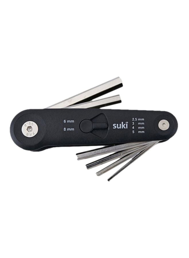 suki Folding Hex Key Wrench Tool Black/Silver 