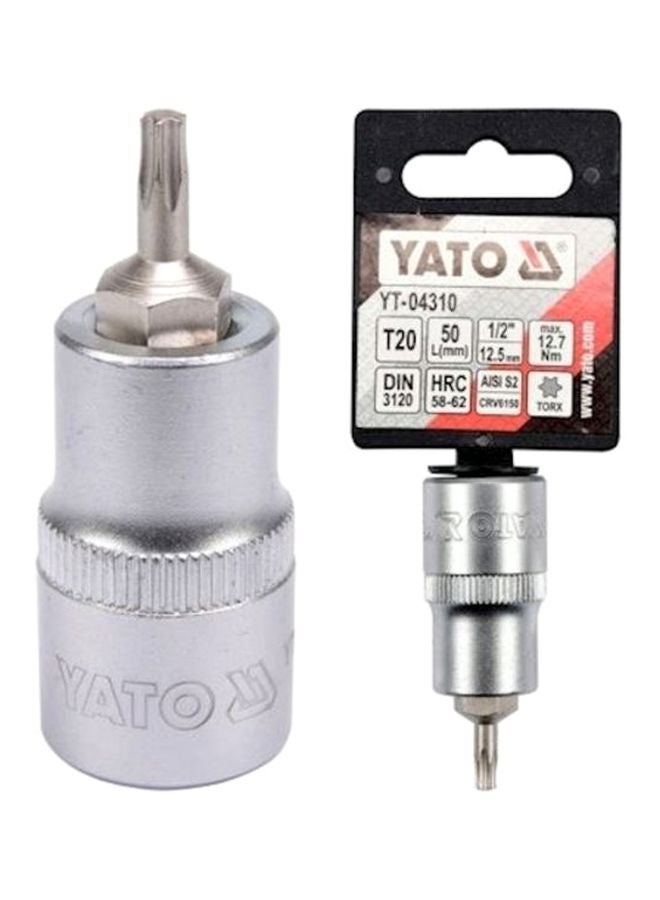 Yato Chromium Plated T30 Socket Bit Silver 