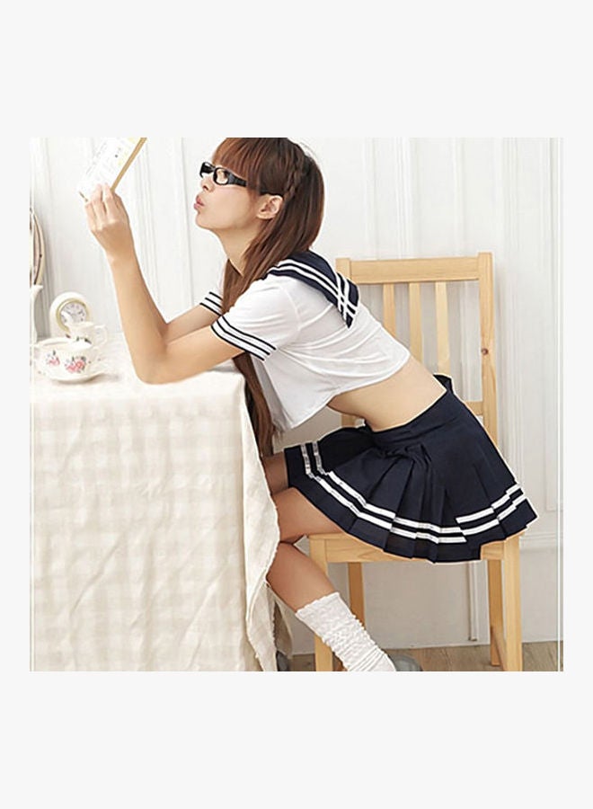 School Girls Uniform Cosplay Costume Sleepwear White/Black - Image 3