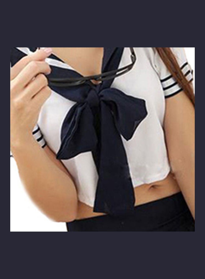 School Girls Uniform Cosplay Costume Sleepwear White/Black - Image 4