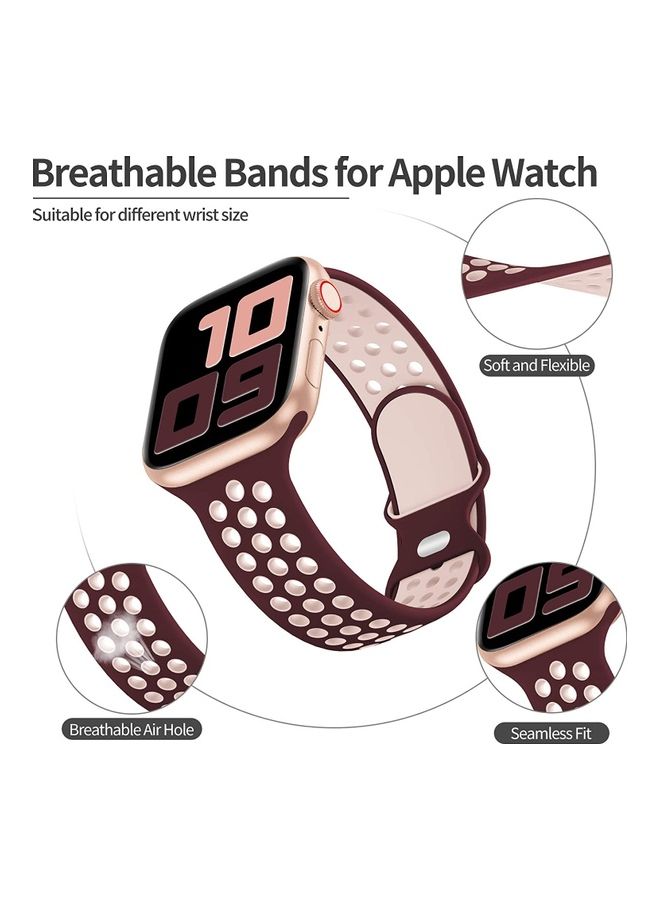 ICS Replacement Band For  Apple Watch Band  42/44 mm Maroon/Pink - Image 2