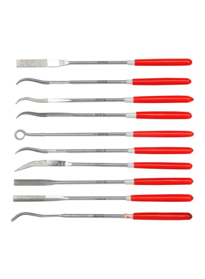 Yato 10Pcs Diamond Needle File Set 3X140X25mmYT-6145 Silver/Red  - Image 1