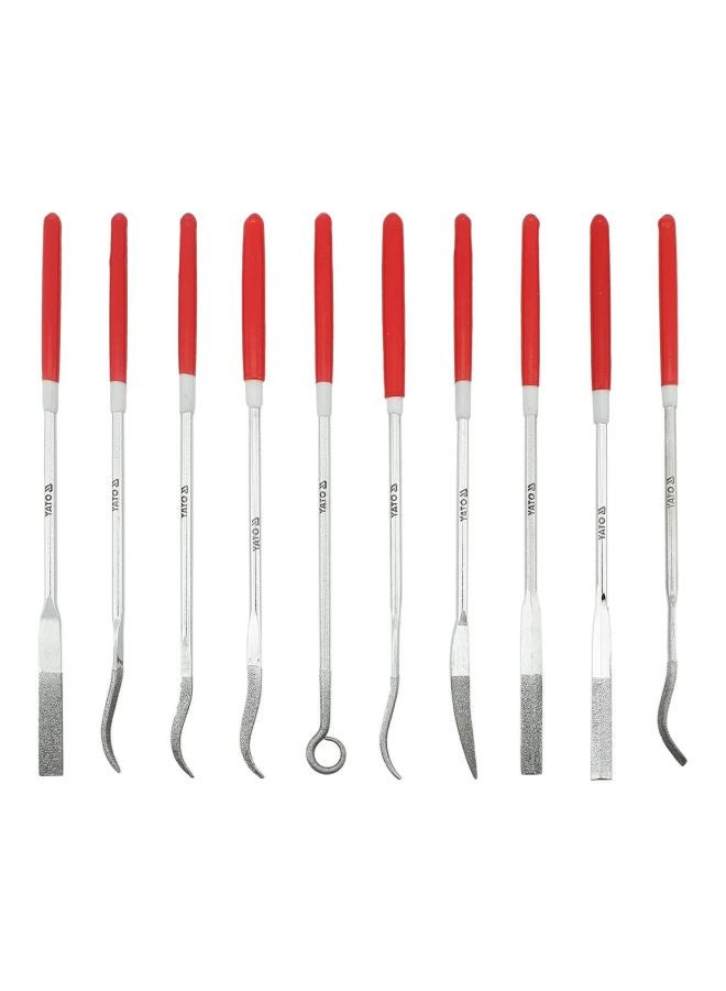 Yato 10Pcs Diamond Needle File Set 3X140X25mmYT-6145 Silver/Red  - Image 2