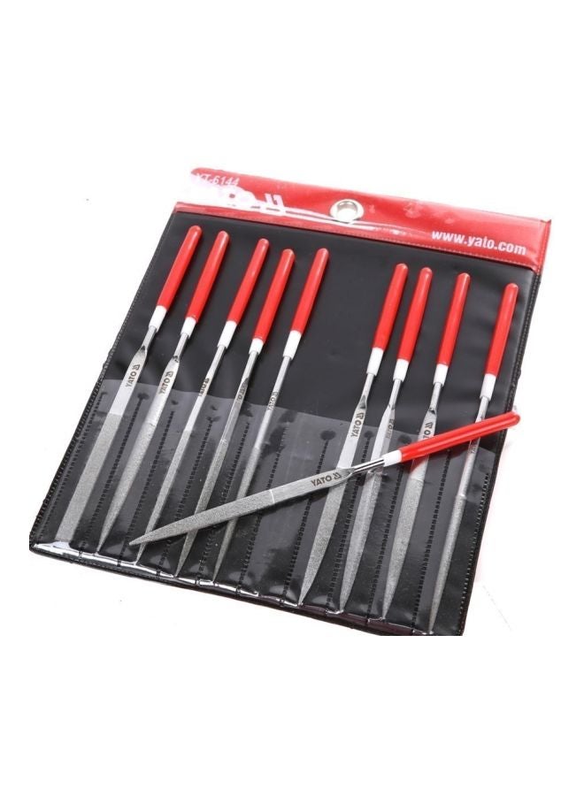 Yato 10Pcs Diamond Needle File Set 3X140X25mmYT-6145 Silver/Red  - Image 3