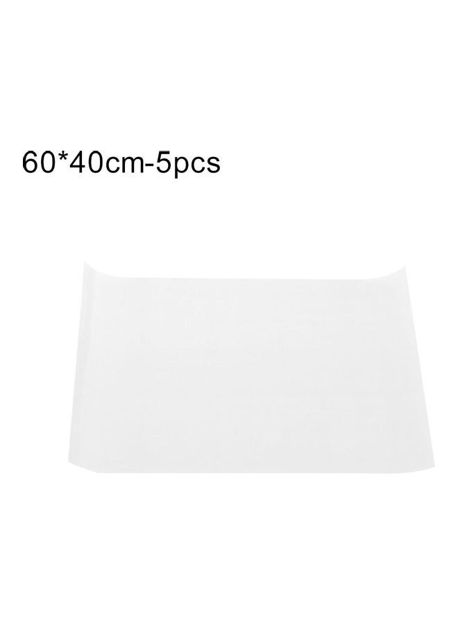 5-Piece Heat Resistant Non-Stick Baking Mat White 60 x 40cm 