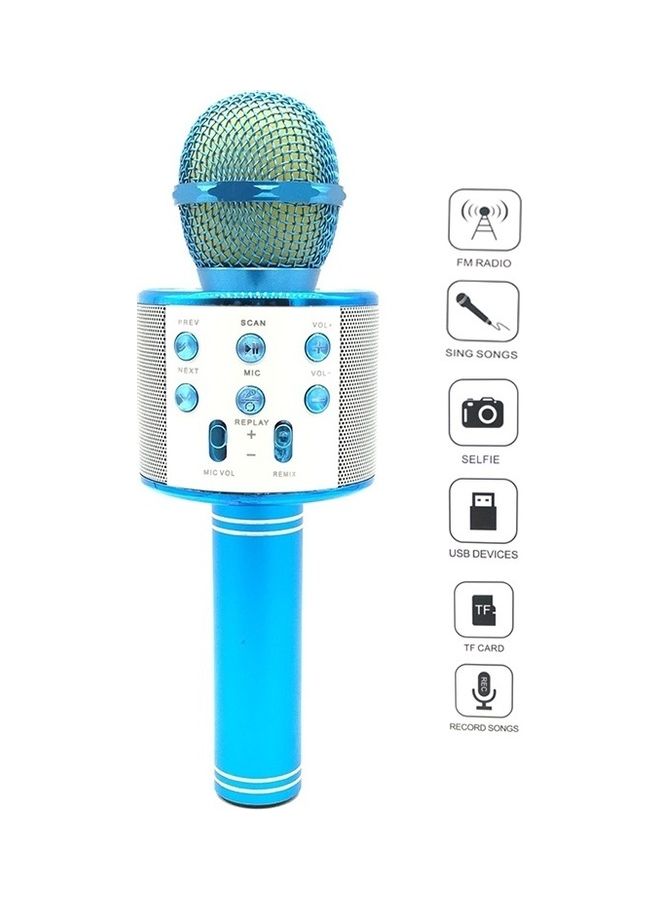 BSNL - Portable Wireless Handheld Karaoke Microphone With Bluetooth Speaker WS-858 Blue - Image 1