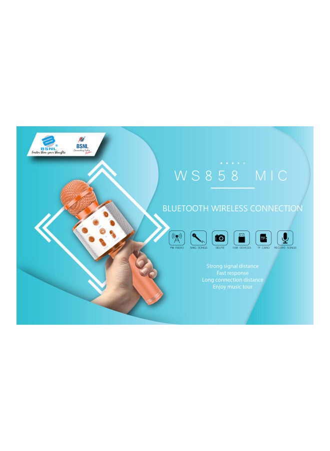 BSNL - Portable Wireless Handheld Karaoke Microphone With Bluetooth Speaker WS-858 Rose Gold - Image 1