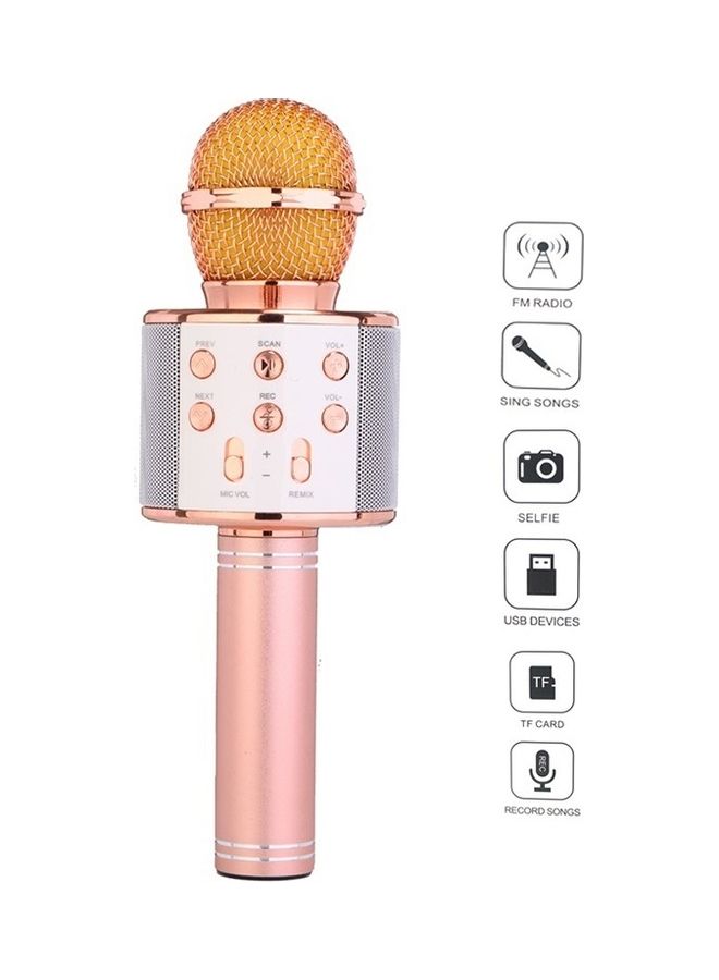 BSNL - Portable Wireless Handheld Karaoke Microphone With Bluetooth Speaker WS-858 Rose Gold - Image 1