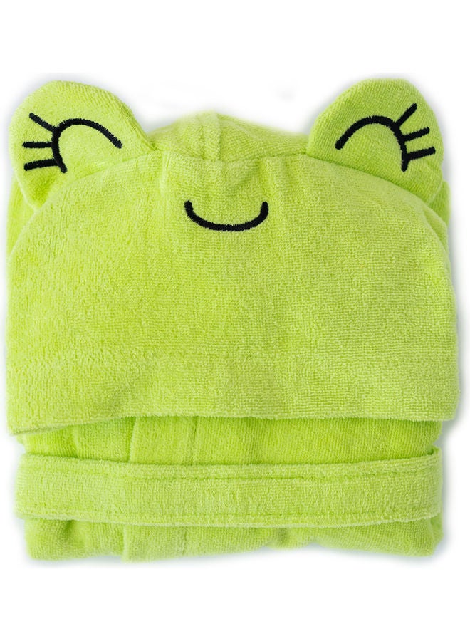 Milk & Moo Cacha Frog Velvet Bathrobe Black/Green 64x36cm  - Image 2