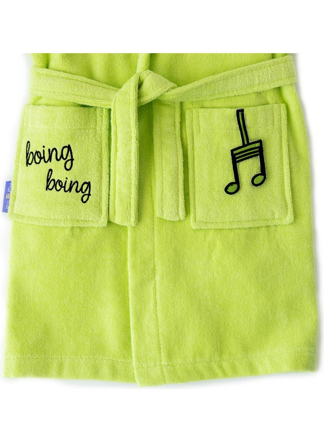 Milk & Moo Cacha Frog Velvet Bathrobe Black/Green 64x36cm  - Image 4
