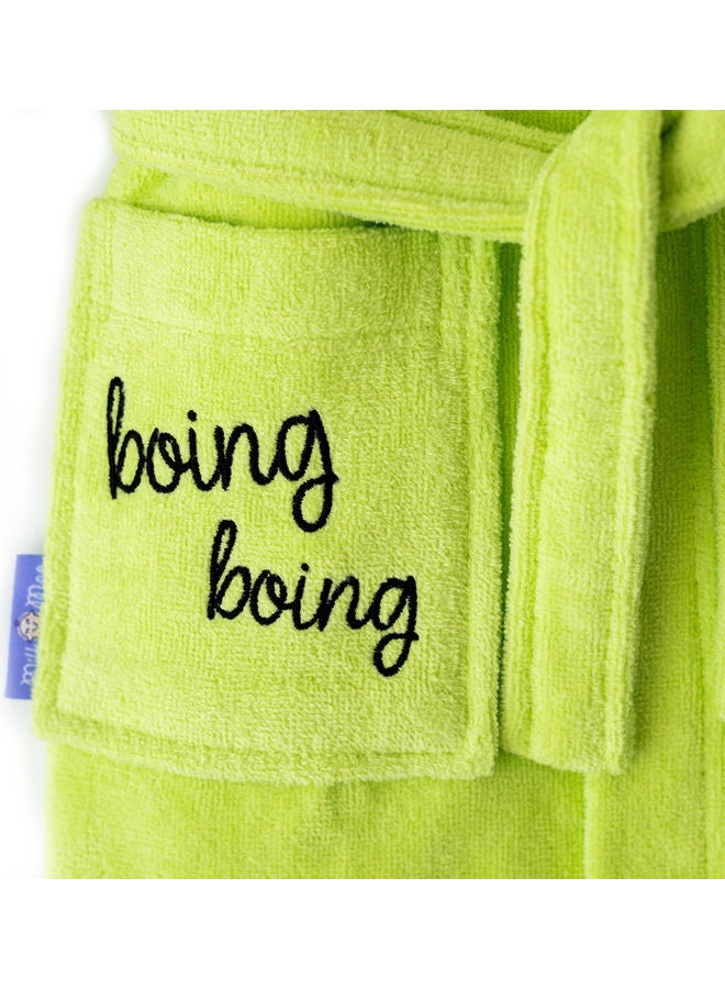 Milk & Moo Cacha Frog Velvet Bathrobe Black/Green 64x36cm  - Image 5
