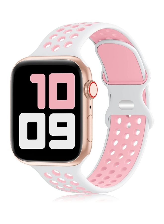 ICS Replacement Band For  Apple Watch Band 42/44 mm White/Pink - Image 1