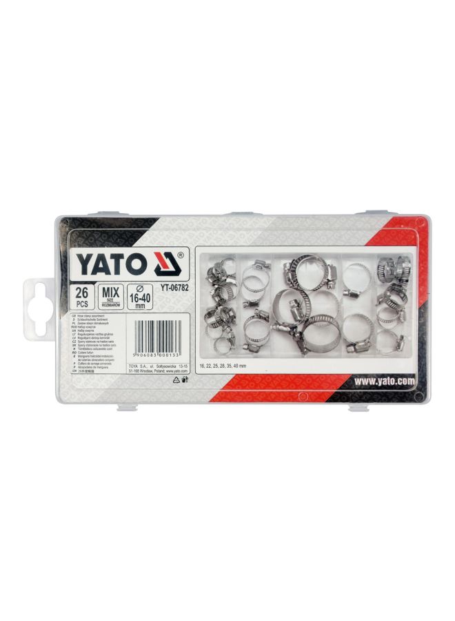 ياتو تشكيلة متنوعة من مشابك الخراطيم من 26 قطعة فضي - Image 2