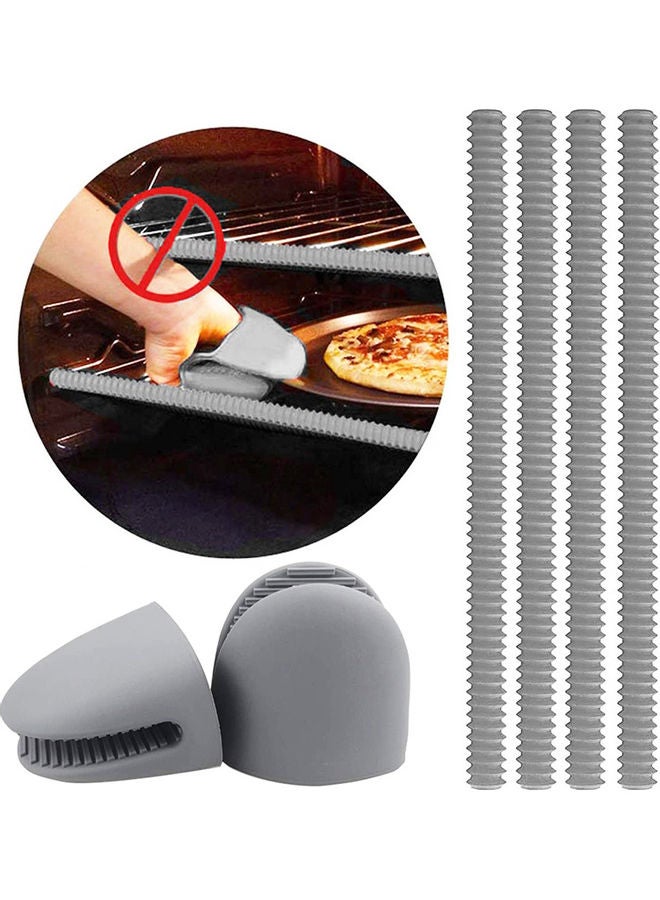 6-Piece Silicone Oven Rack Guard And Mitt Grey  - Image 2