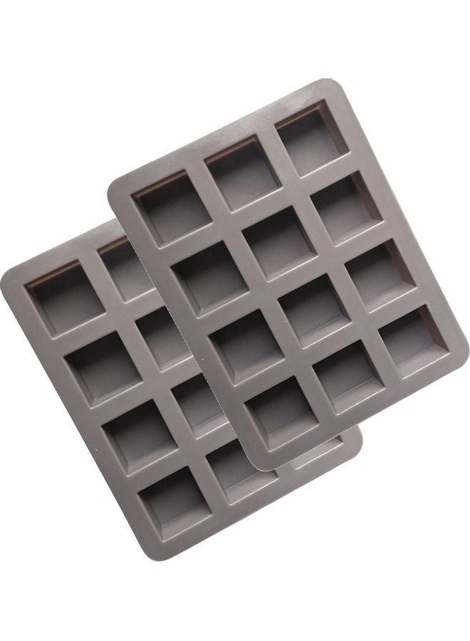 Generic 2-Piece 12 Grid Square Silicone Non-Stick Cake Mould Grey  - Image 1