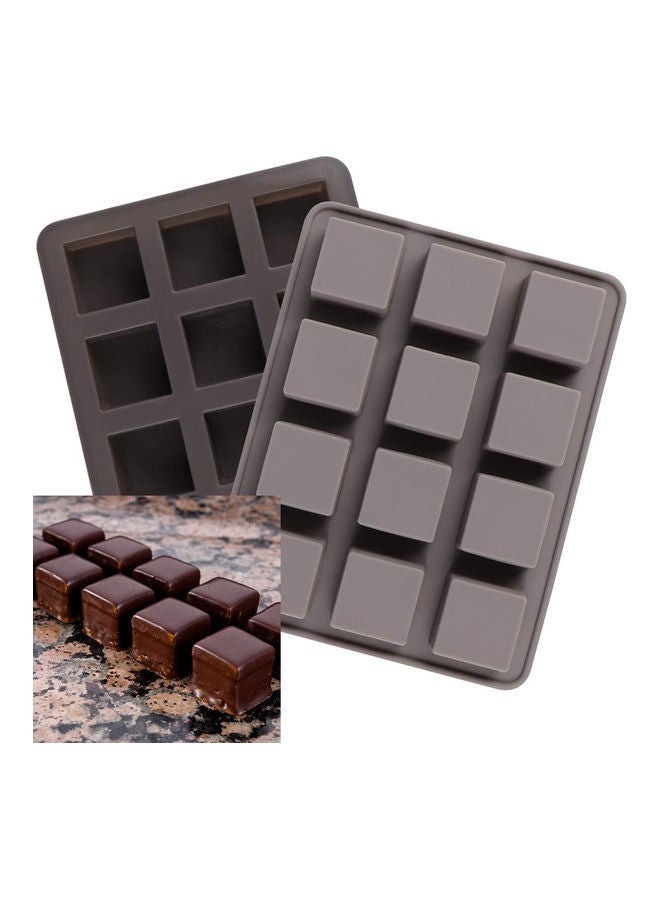 Generic 2-Piece 12 Grid Square Silicone Non-Stick Cake Mould Grey  - Image 2