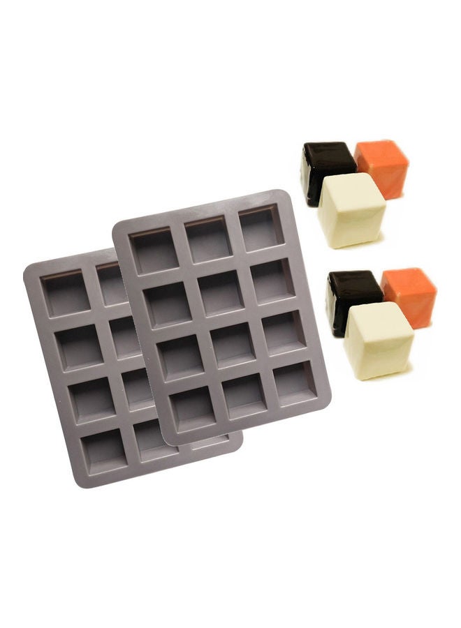 Generic 2-Piece 12 Grid Square Silicone Non-Stick Cake Mould Grey  - Image 3