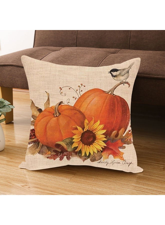 Pumpkin Sunflower Pillow Cushion Cover Multicolour - Image 1