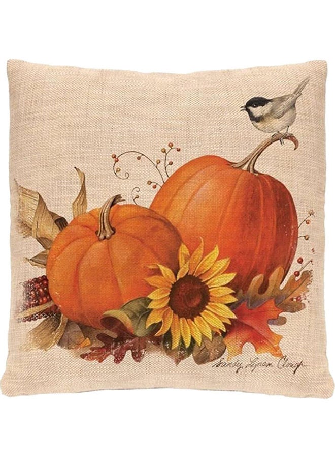 Pumpkin Sunflower Pillow Cushion Cover Multicolour - Image 2