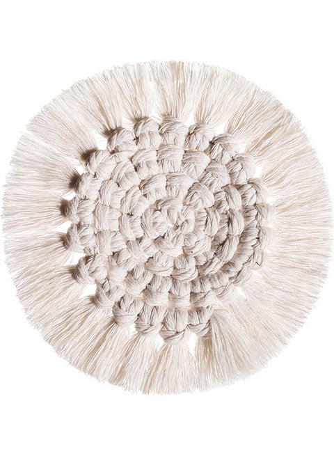 Round Cotton Braid Thicken Non-Slip Placemat Bowl Pad White