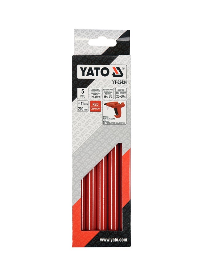 Yato Glue Stick Red Ø11.2xL200mm 5 pcs/ bag Yato Brand YT-82434 Red - Image 2