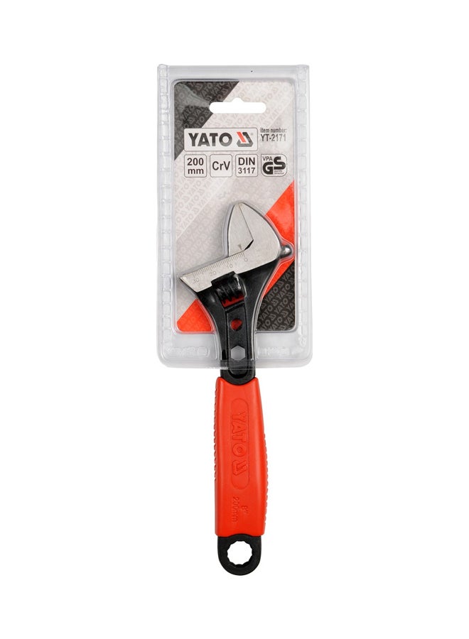 Yato Adjustable Wrench 200mm Cr-V YT-2171 Red/Black/Silver - Image 2