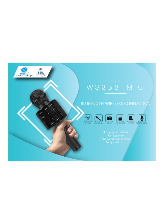 BSNL - Portable Wireless Handheld Karaoke Microphone With Bluetooth Speaker WS-858 Black - Image 1