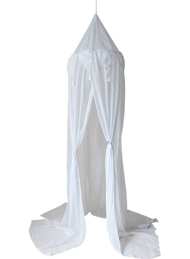 Kids Triangle Tassel Edges Hanging Mosquito Net Polyester White 32 X 27 X 6cm 
