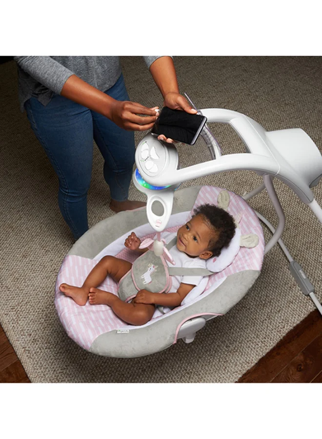 ingenuity Flora The Unicorn Simple Comfort Cradling Swing