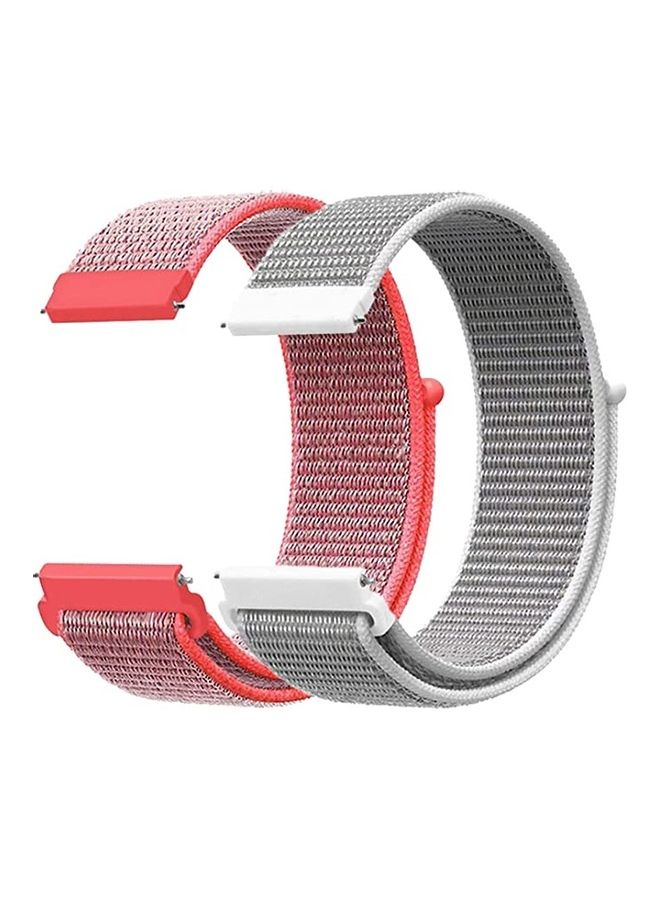 ICS 2-Piece Replacement Band For  Samsung Galaxy Watch Active 2 Band  20 mm Smoke Pink/Silver White - Image 1