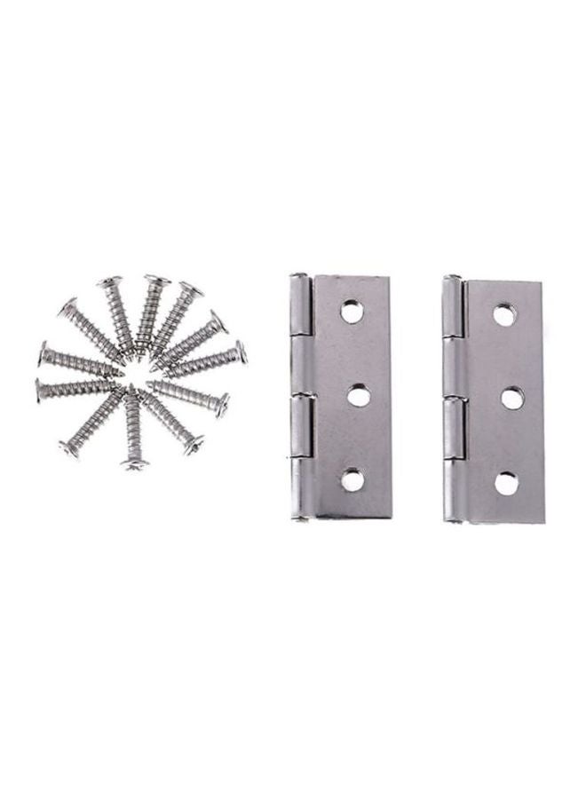 LAWAZIM Lawazim Door And Cabinet Hinge Silver | Home Furniture Hardware Piano Cabinet Door Hinge with Screws Silver 2inch  - Image 2