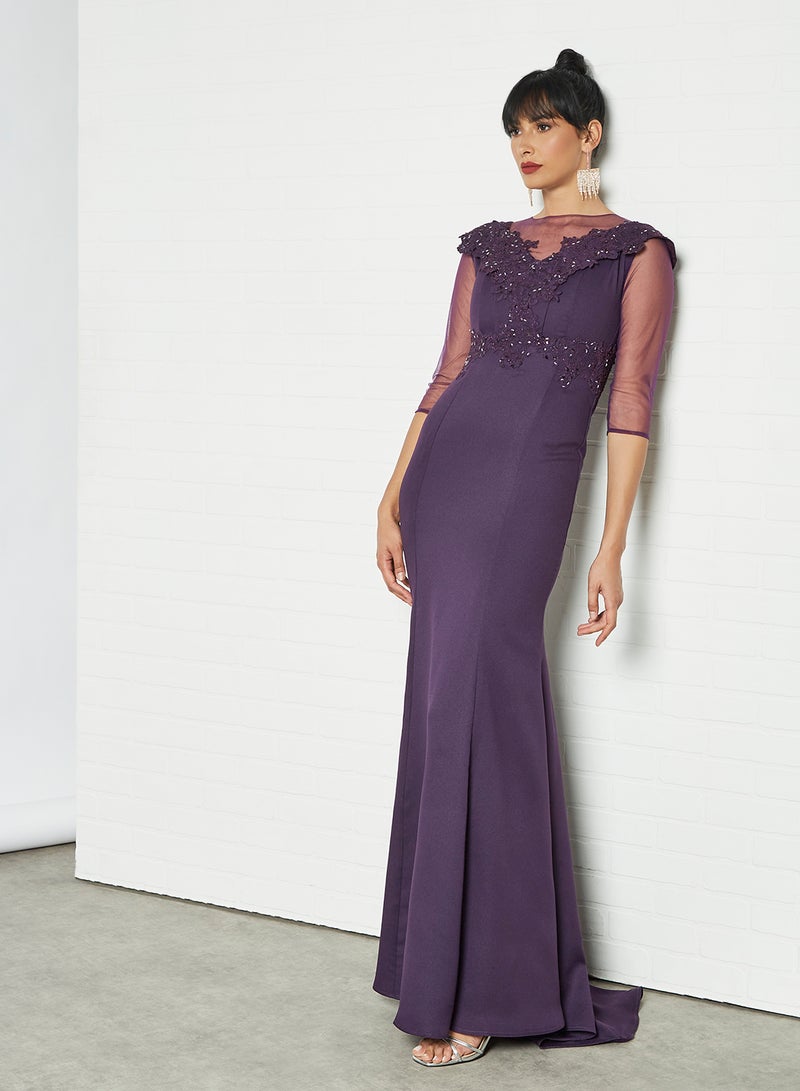 Si FASHION GALERIE - Lace Detail Dress Purple - Image 1