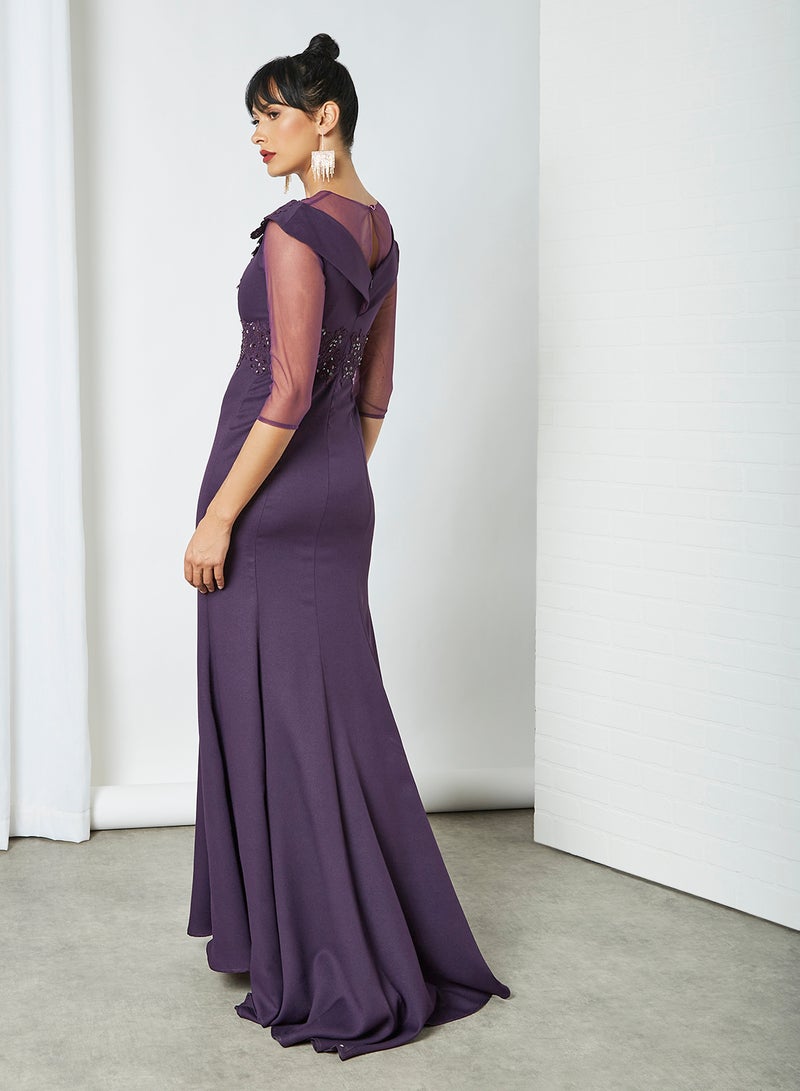 Si FASHION GALERIE - Lace Detail Dress Purple - Image 1