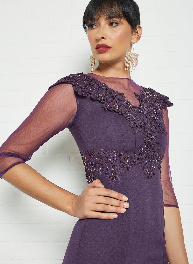 Si FASHION GALERIE - Lace Detail Dress Purple - Image 1